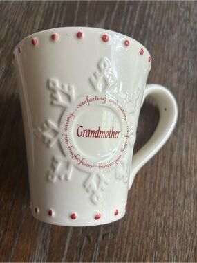 Russ Ivory 'Grandmother' Ceramic Mug with Red Accents
